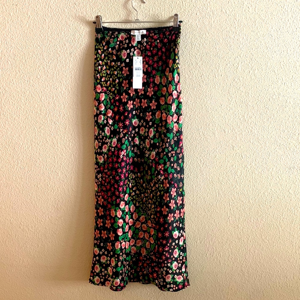 Topshop floral midi skirt, US 2